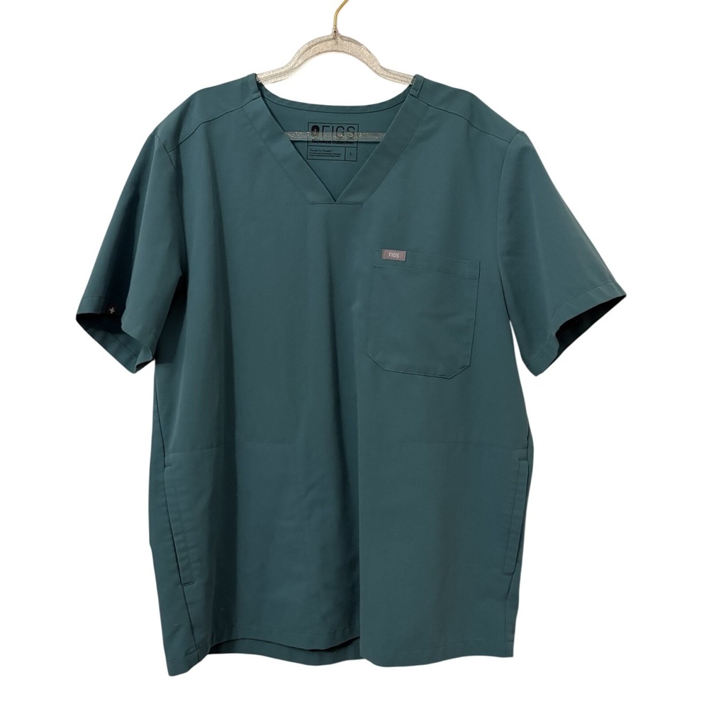 Figs Chisec 3 Pocket Teal Scrub Top Mens XL